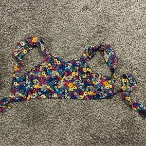 extra small multicolored flower top, ties in the back